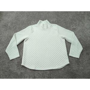 J Crew Sweater Womens‎ XL White Mock Neck Pullover Long Sleeve Quilted Classic